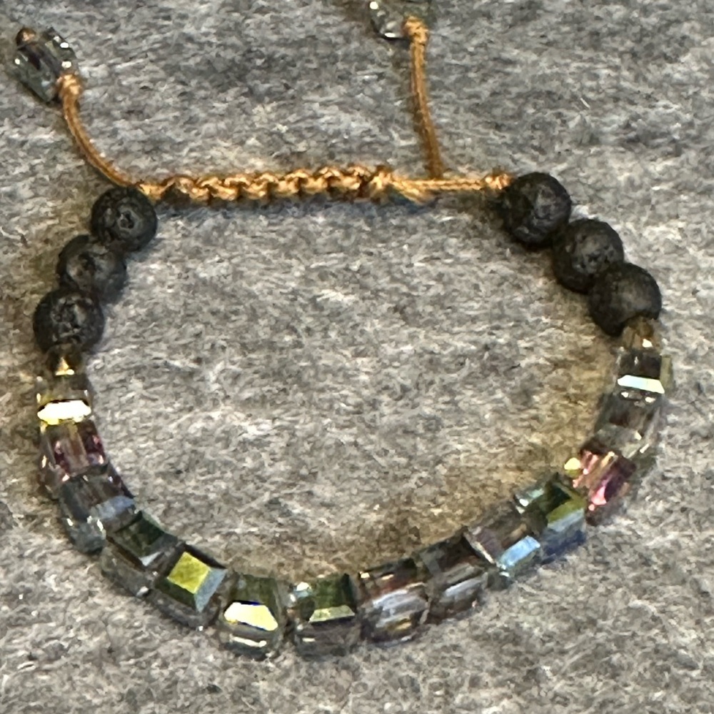 Elegant Glass Rainbow Beads and Agate Stone Beaded Bracelet. Is Adjustable
